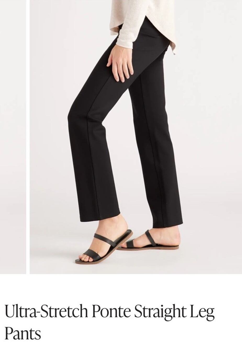 Quince Ultra Stretch Ponte Pants Women XL Petite Black Straight Leg 36x29